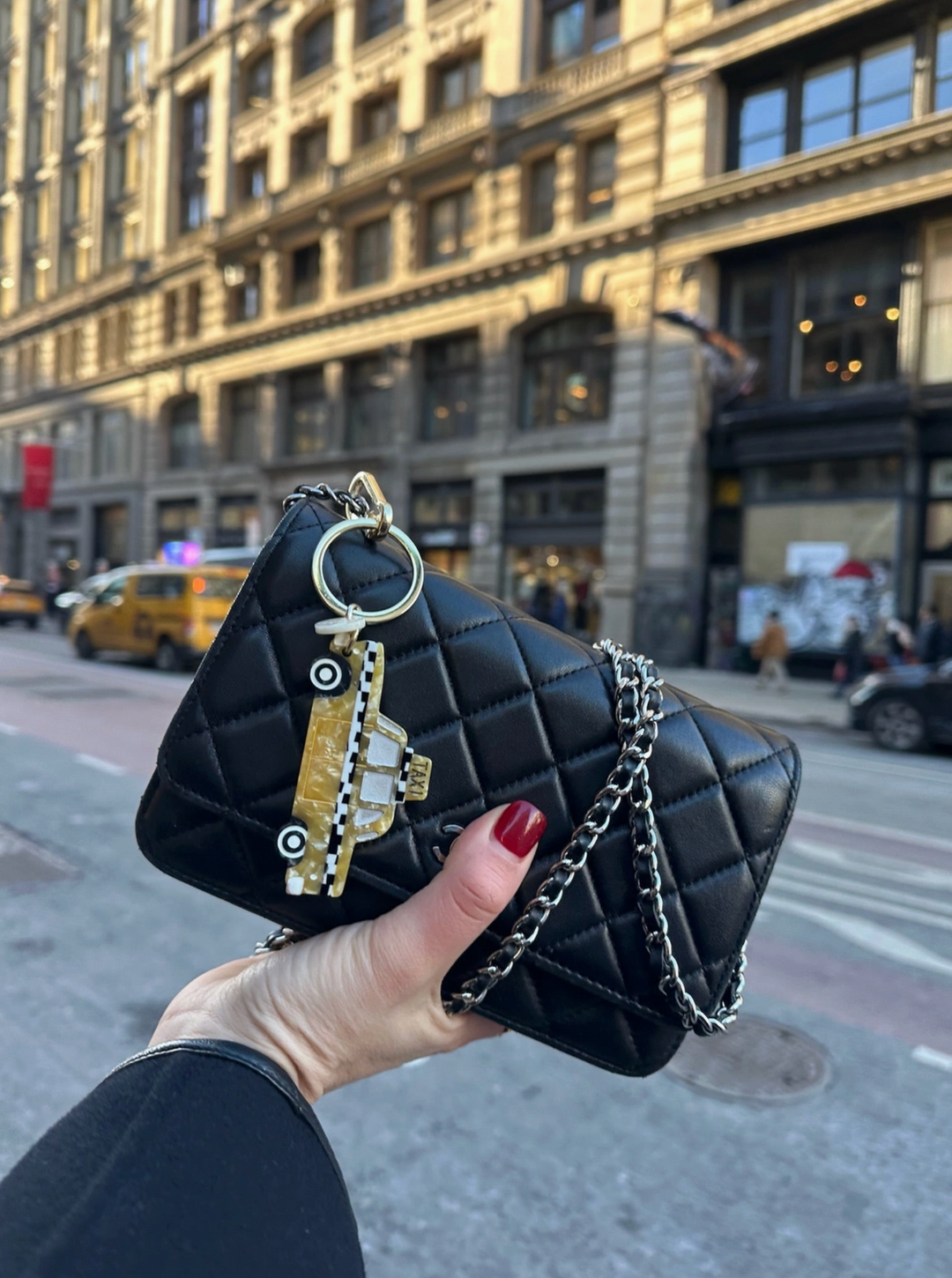 Hand-Painted Taxicab Bag Charm & Keychain