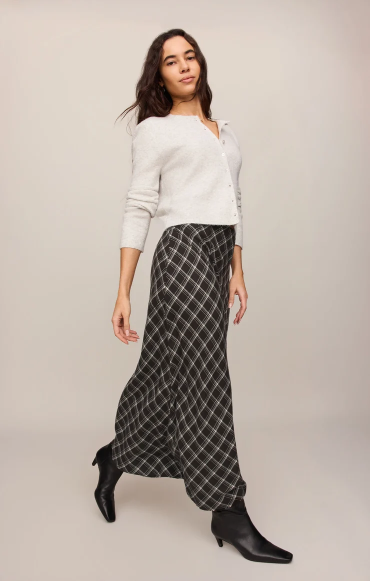 Europa Plaid Skirt-Ash Black