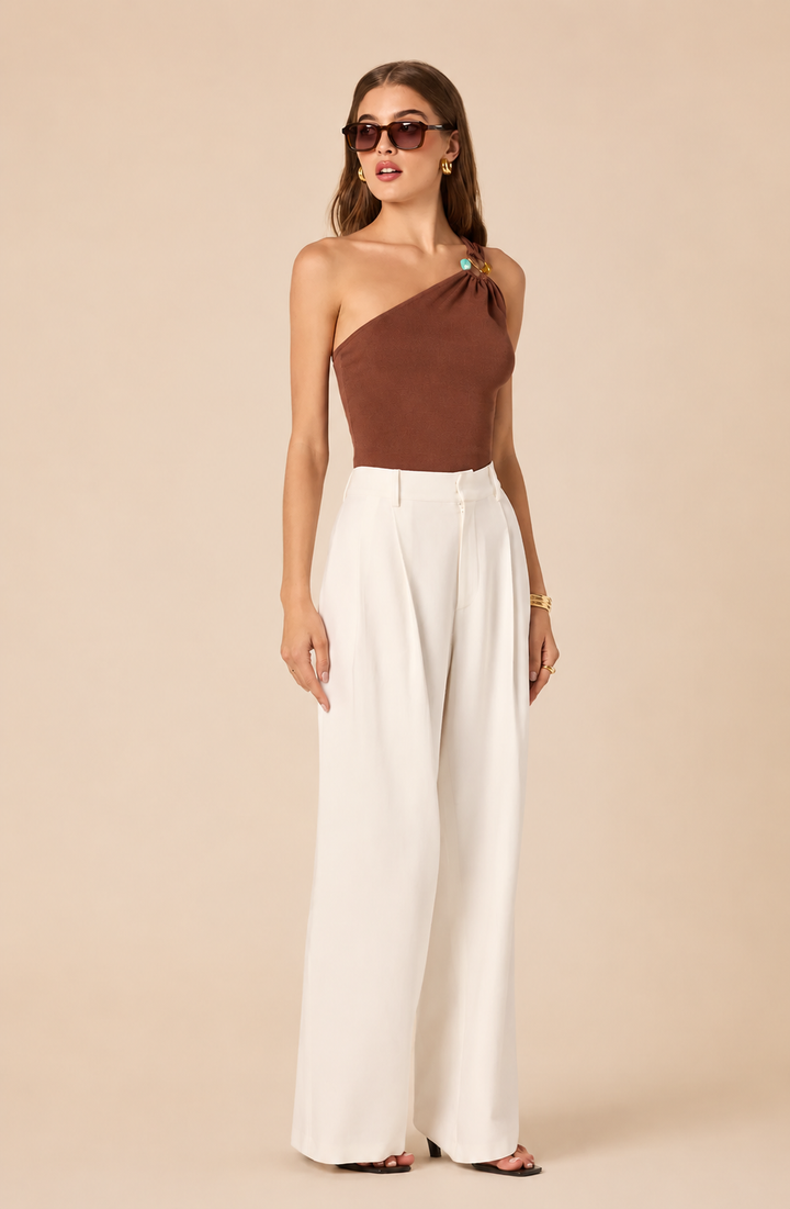 Talulla Wide-Leg Linen Pants-Off White