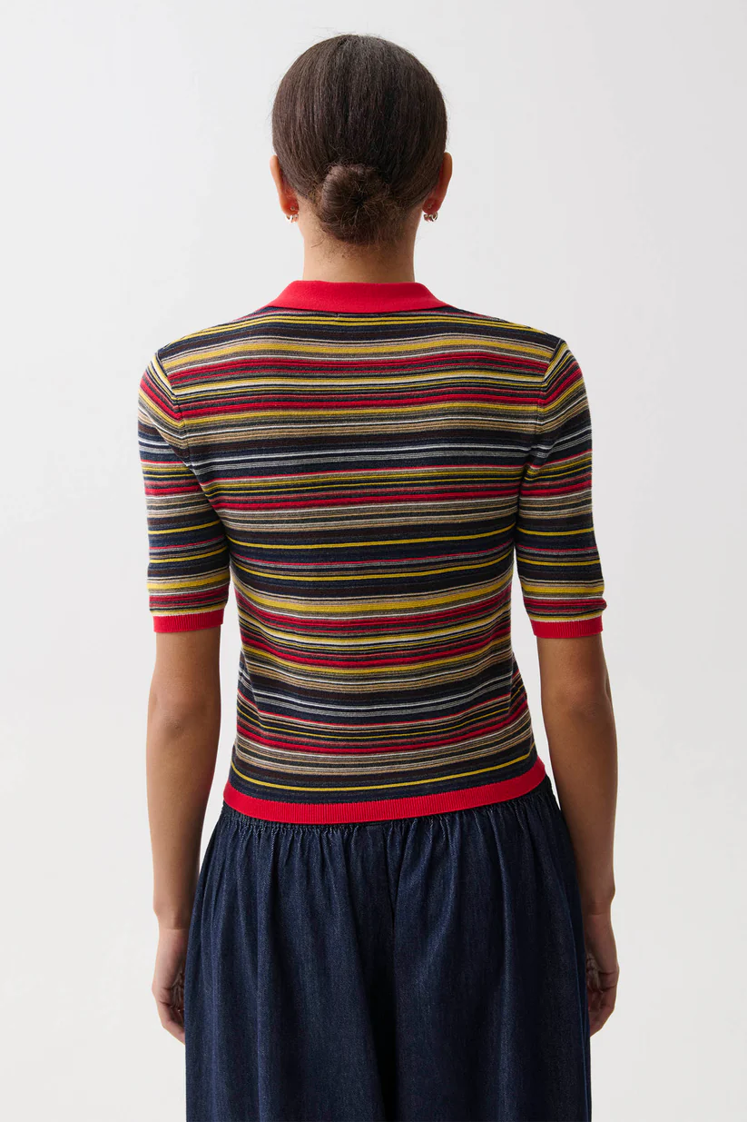 Ashlee Polo Sweater - Negroni Stripe