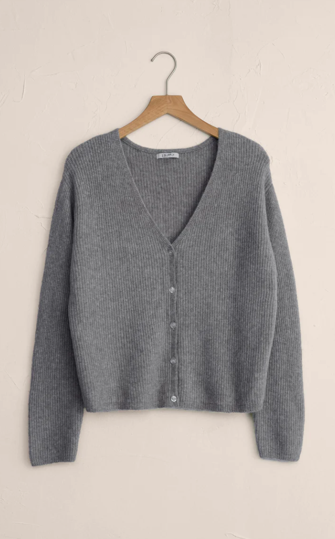 Emile V-Neck Cardigan Heather Grey