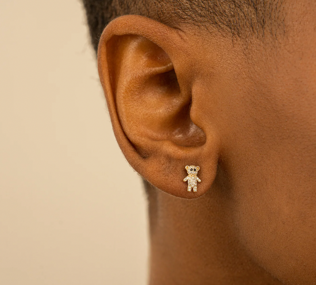 SS-Petite Teddy Bear Stud Silver