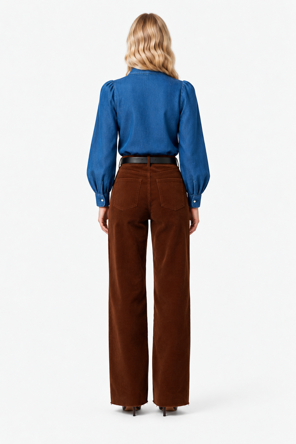 Zaves Chambray Bow Longsleeve Top