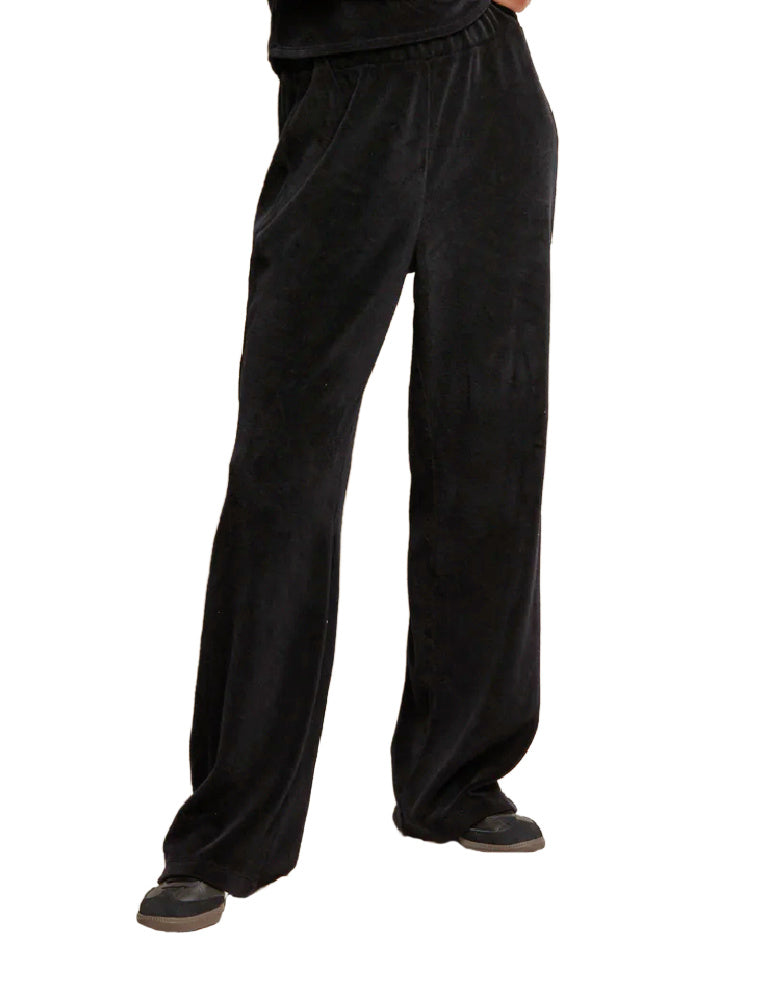 Holly Velour Wide Leg Sweatpant Black