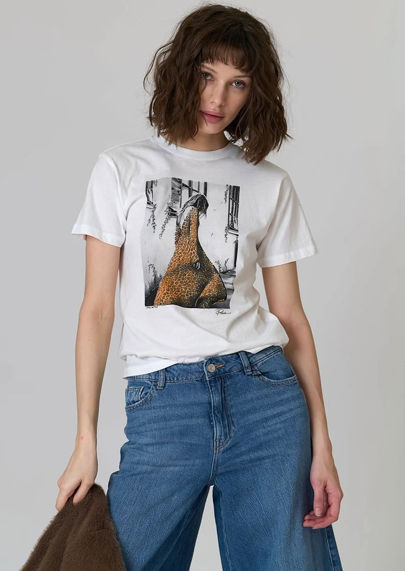 Uphill Battle Mushie Tee Worn White Leopard