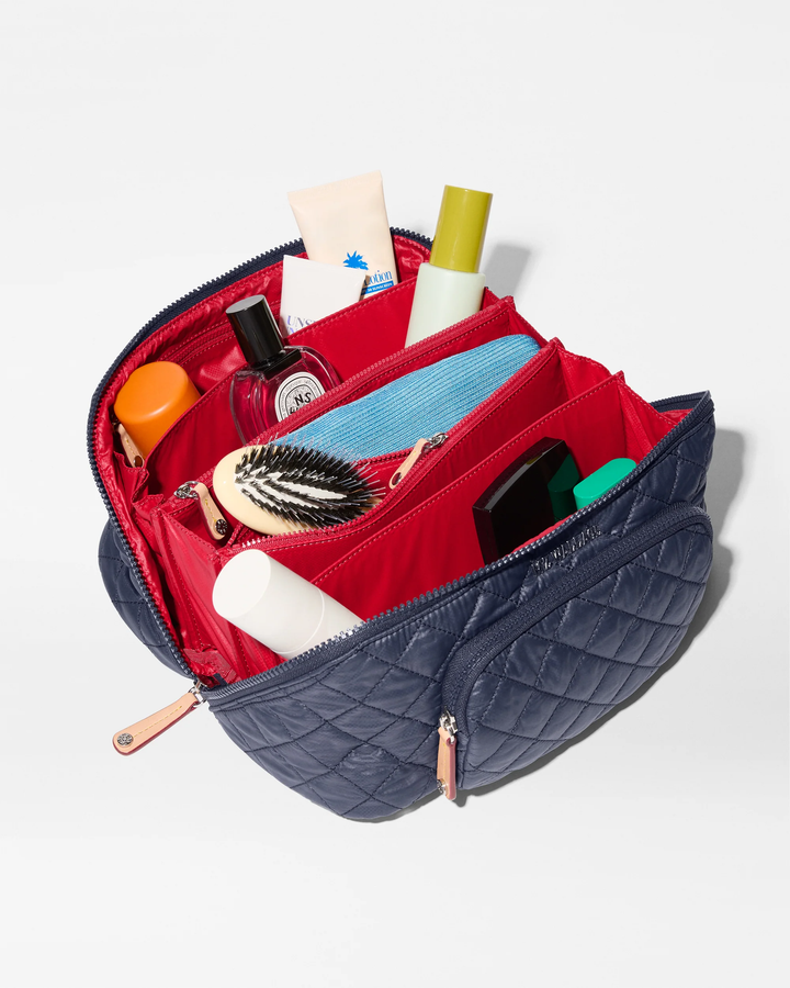 Accordion Cosmetic Organizer Large - Navy/Red