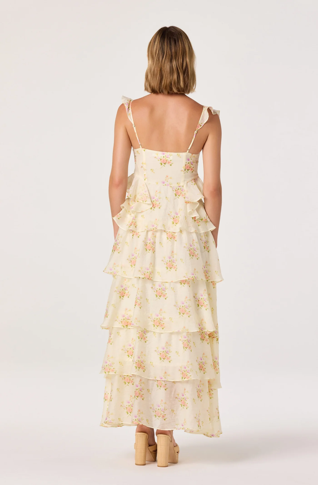 Adessa Floral Ruffle Tiered Maxi Dress-Yellow