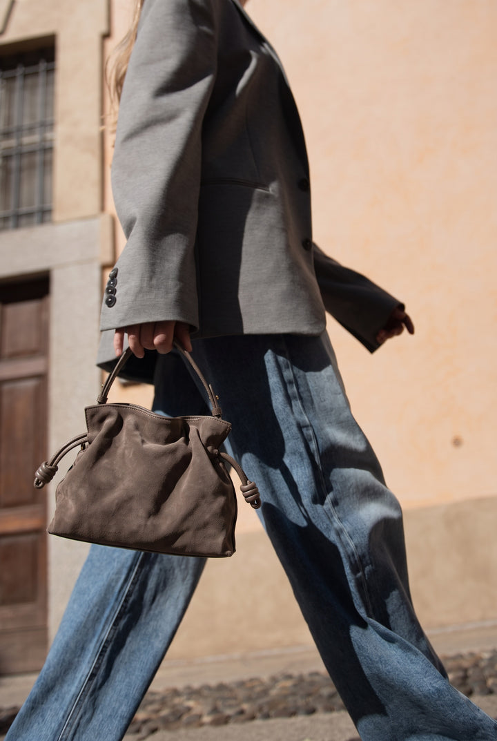Lucia  Suede Tote - Chocolate Brown