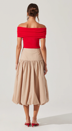 Kylin Off Shoulder Sweater Top Red