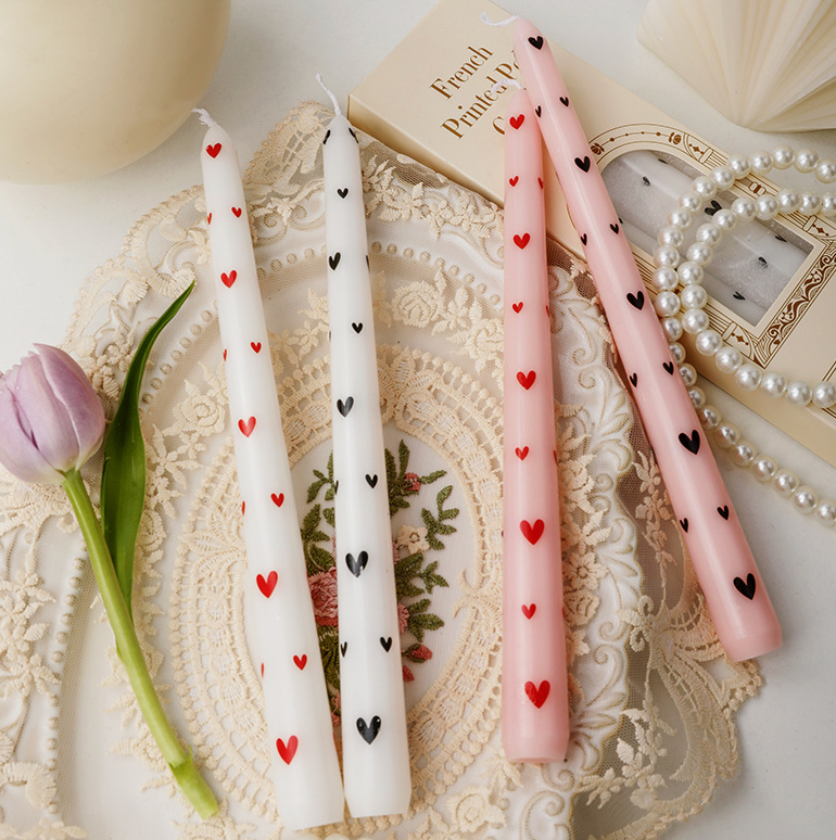 2pcs Valentine's Day Pink Heart Pillar Candle