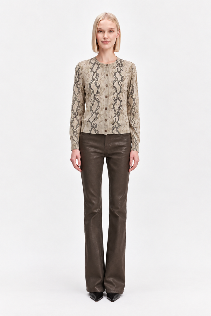 Snake Skin Cardigan-Taupe