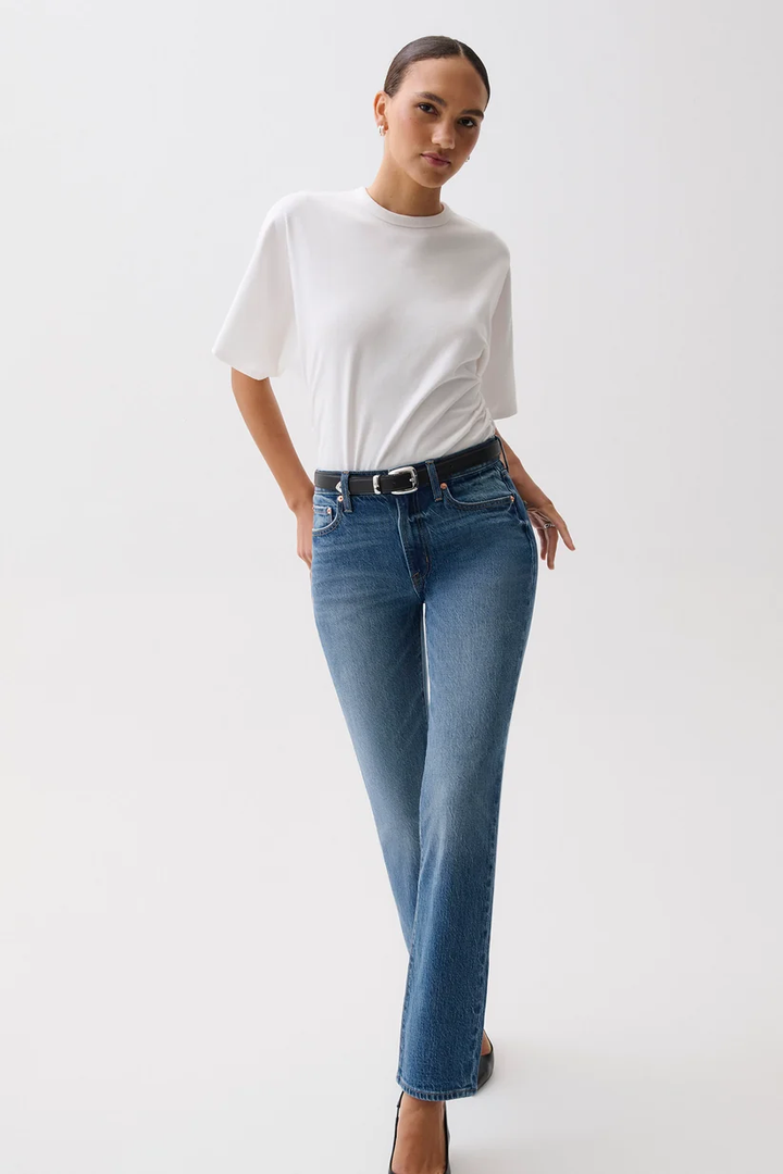 Aleks Midi Rise Straight Long-Sea Salt