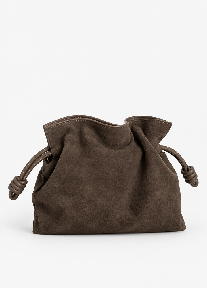 Lucia Suede Tote  - Dark Taupe