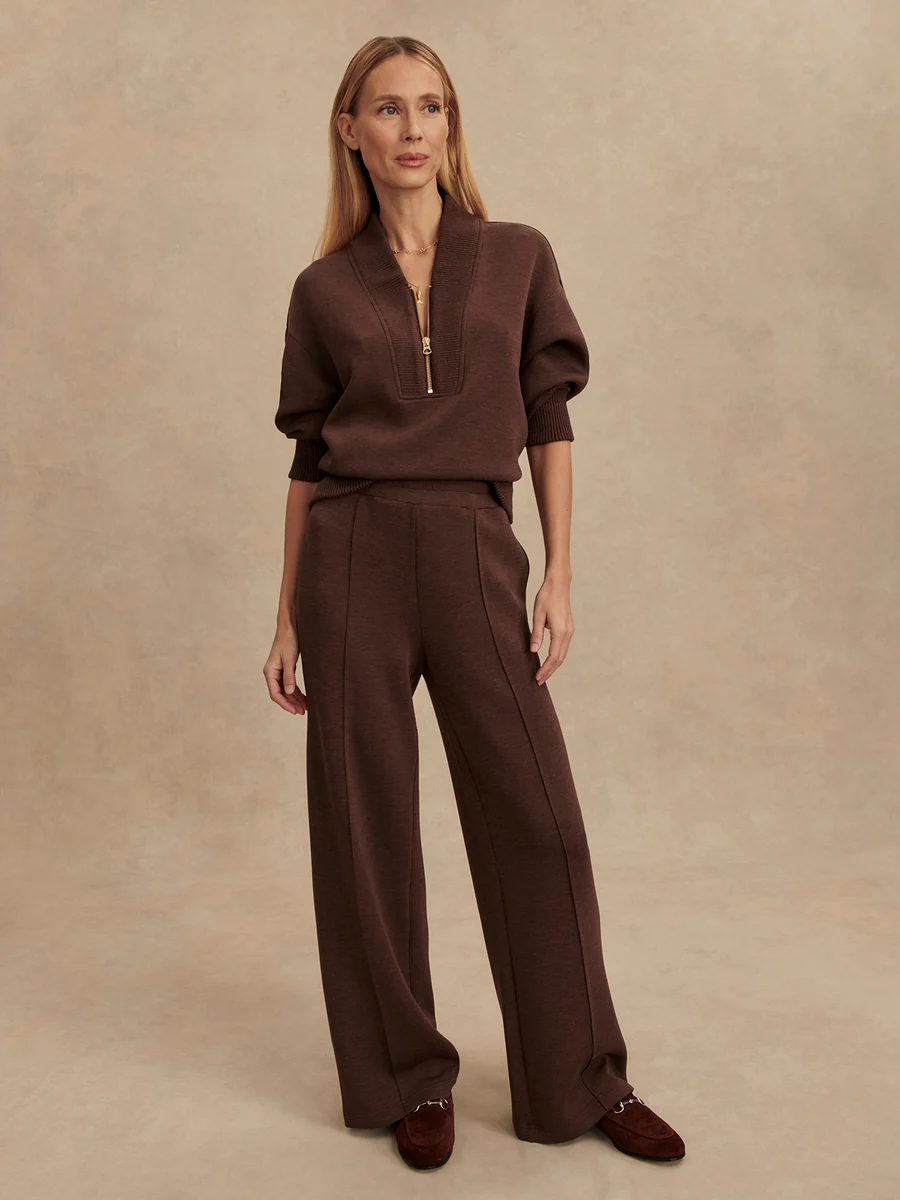 The Wide Leg Pant 28-Coffee Bean Marl