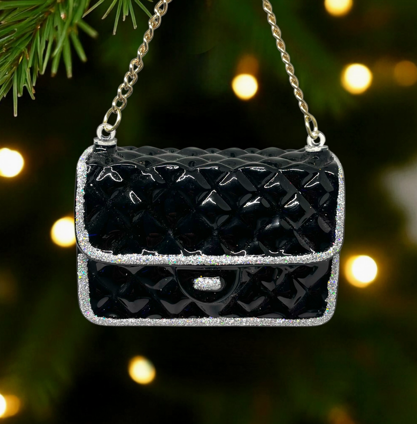 Quilted Purse Glass Ornament