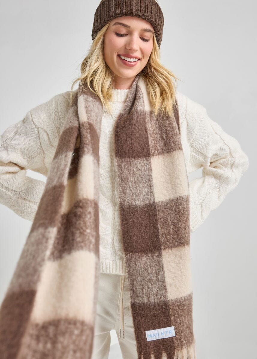 Oversized Blanket Scarf Espresso & Cream