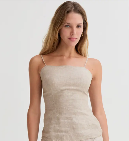 Helen Linen Top-Oatmeal