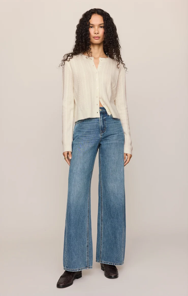 Medina Pointelle Cardigan-Cloud