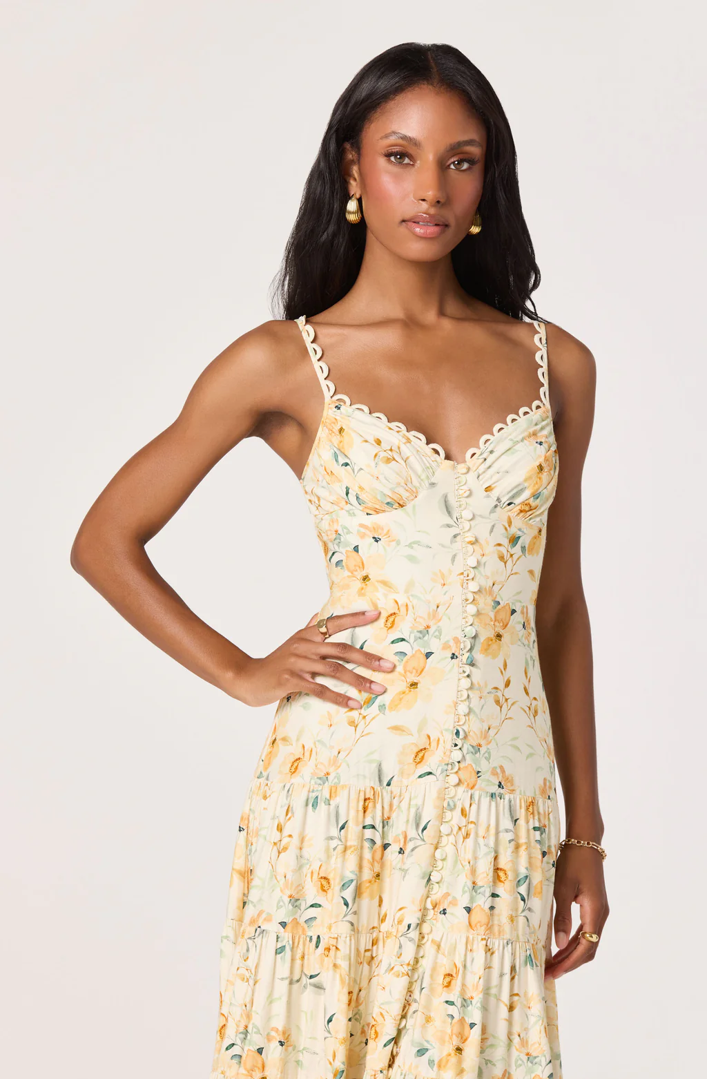 Tazia Dress-Yellow Cream Floral