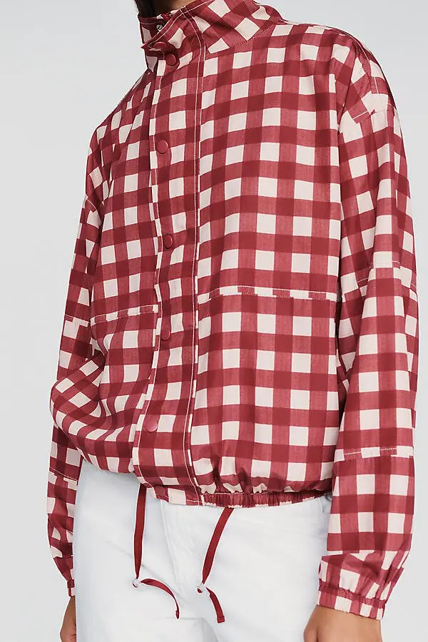 Check Windbreaker Jacket-Wine