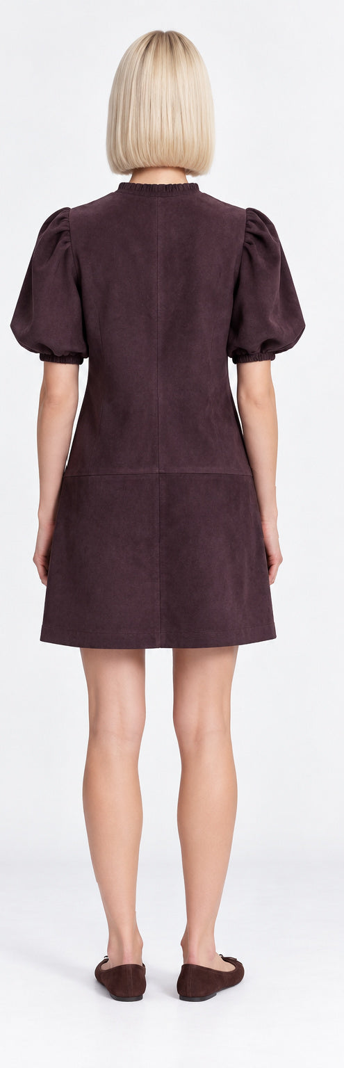 Suede Puff Sleeve Dress