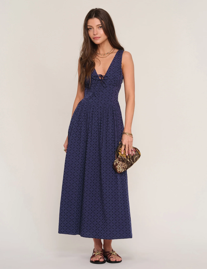 Stasia Midi Dress-Navy