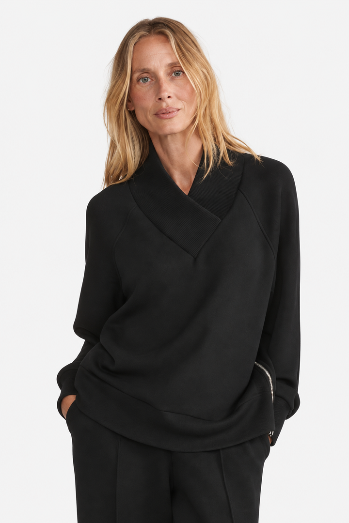Macie Zip Hem Sweat-Black