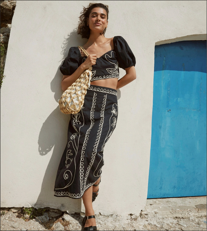 Sorina Midi Skirt-Black