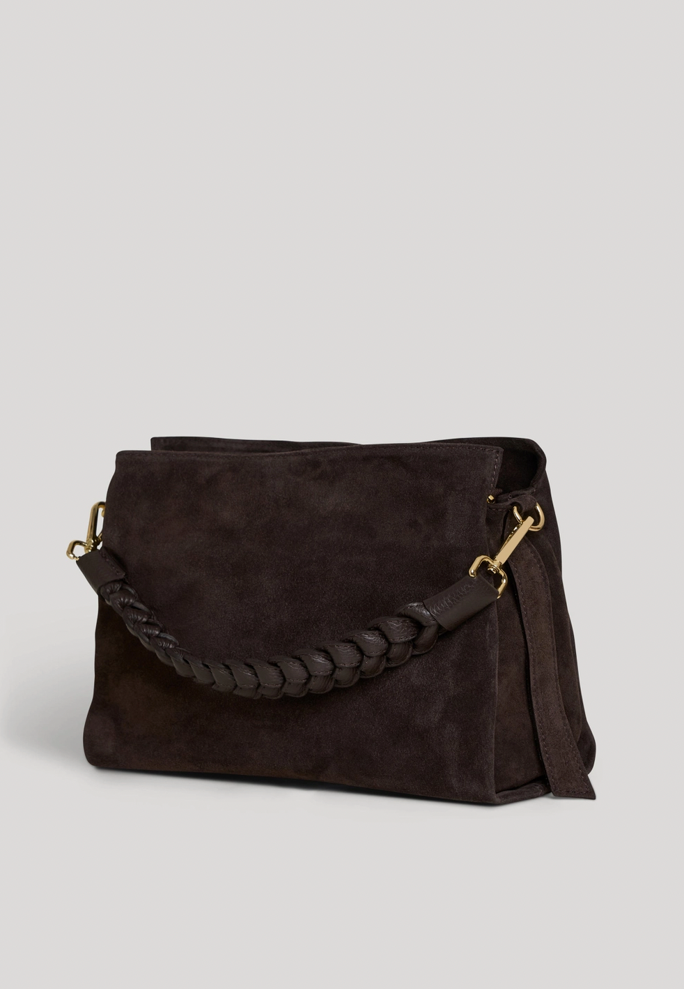 Braid Bag in Dark Brown Suede and Dollaro Leather