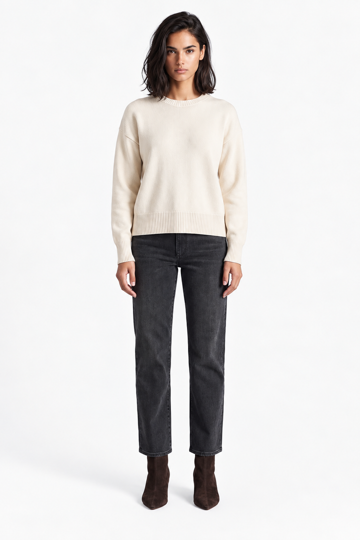 Emily Crewneck Sweater-Cream