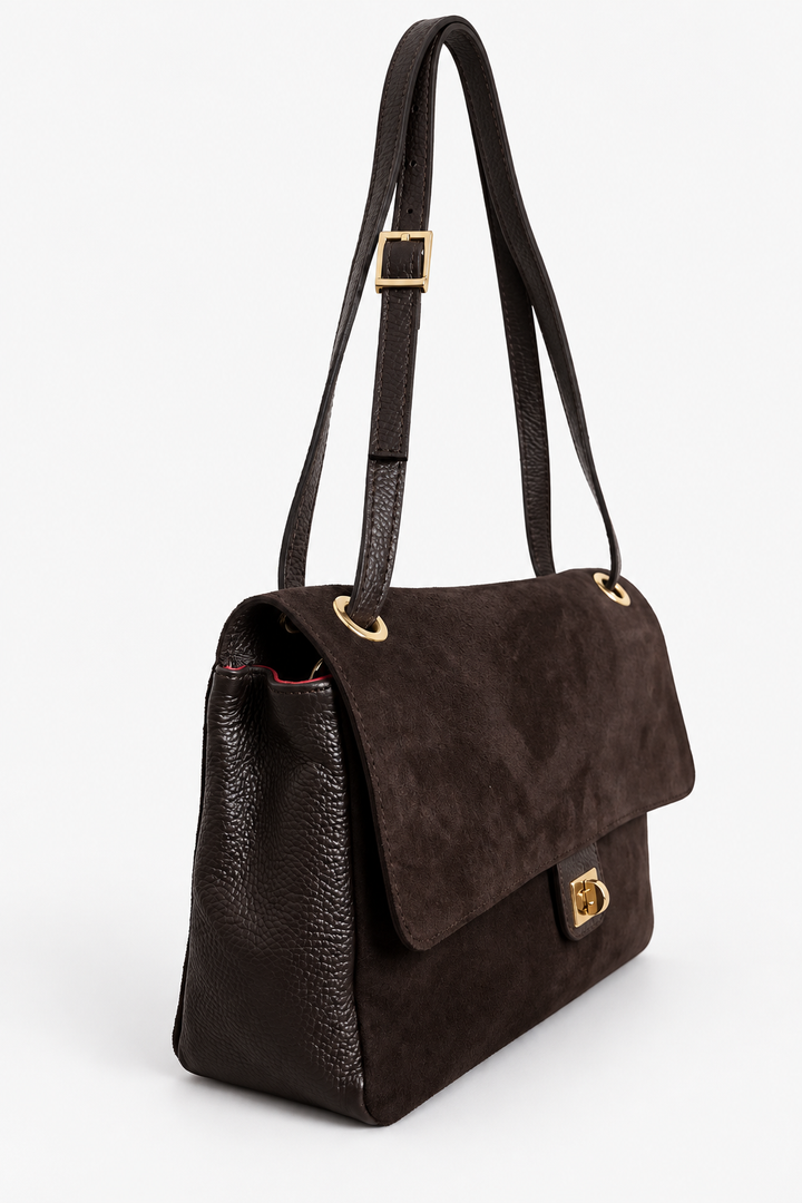 Aurora Suede Tote- Dark Brown