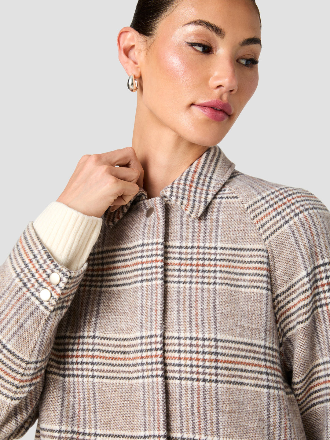 Sutton Plaid Tailored Coat-Ash Gray Multi