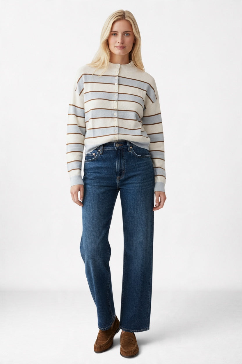 Claude Cardigan-Ivory & Blue