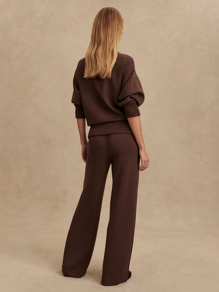 The Wide Leg Pant 28-Coffee Bean Marl