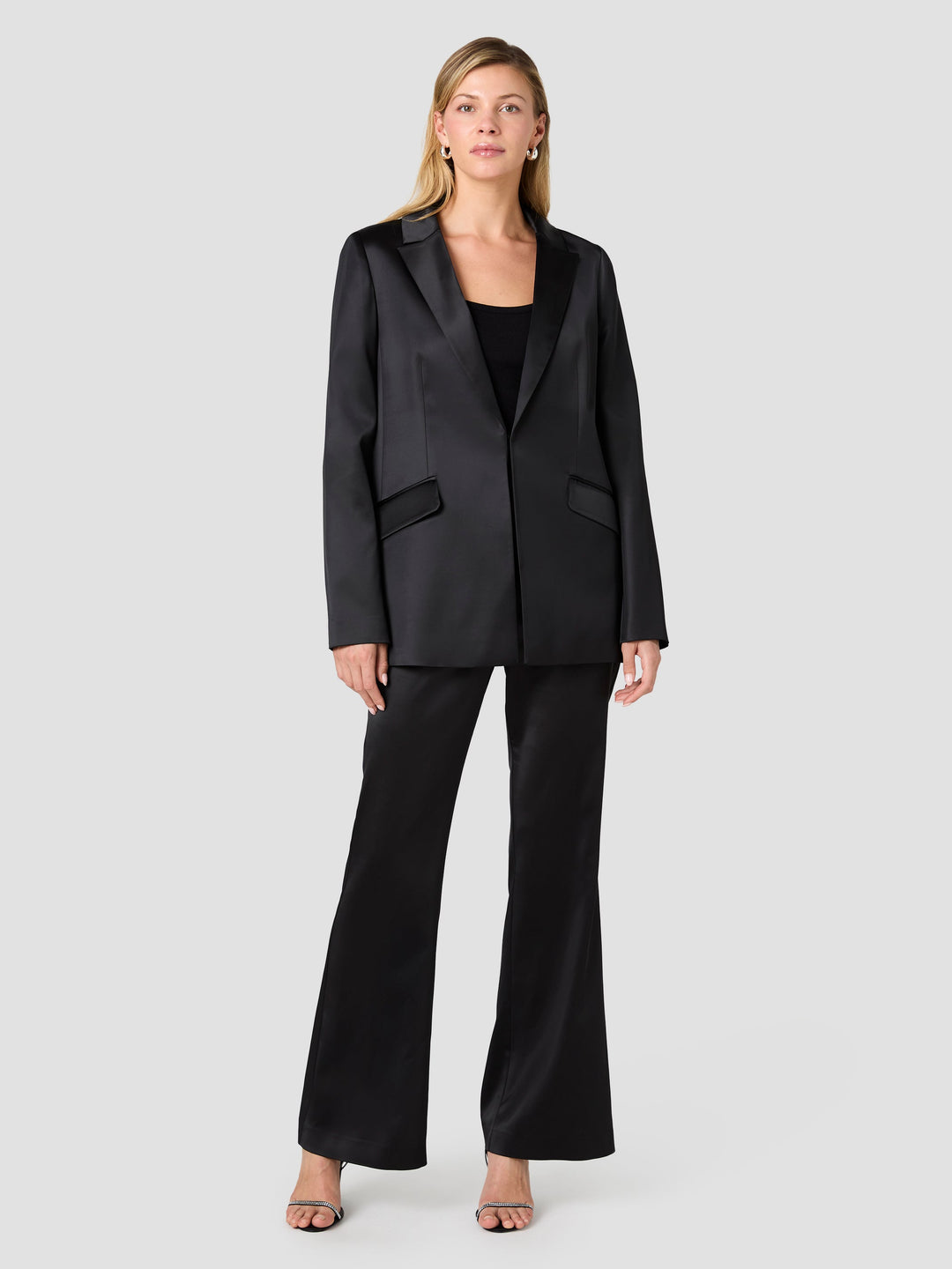 Maelys Satin Blazer-Black