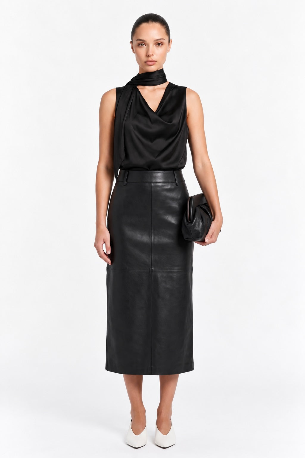 Sasha Cowl Neck Top-Black