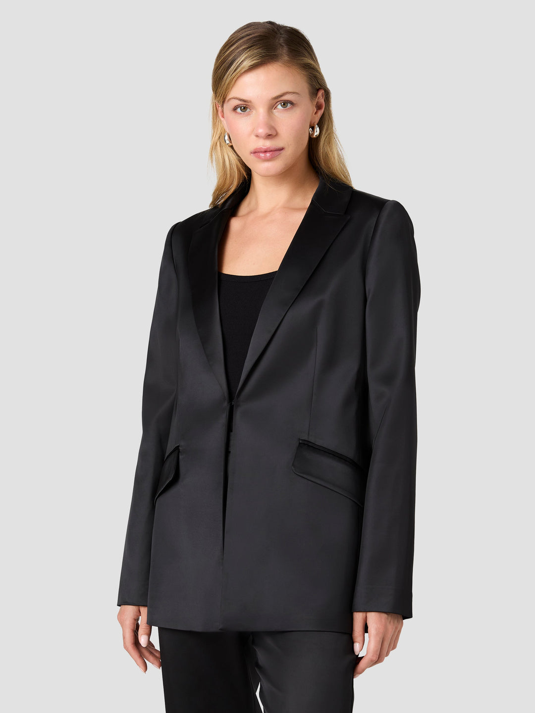 Maelys Satin Blazer-Black