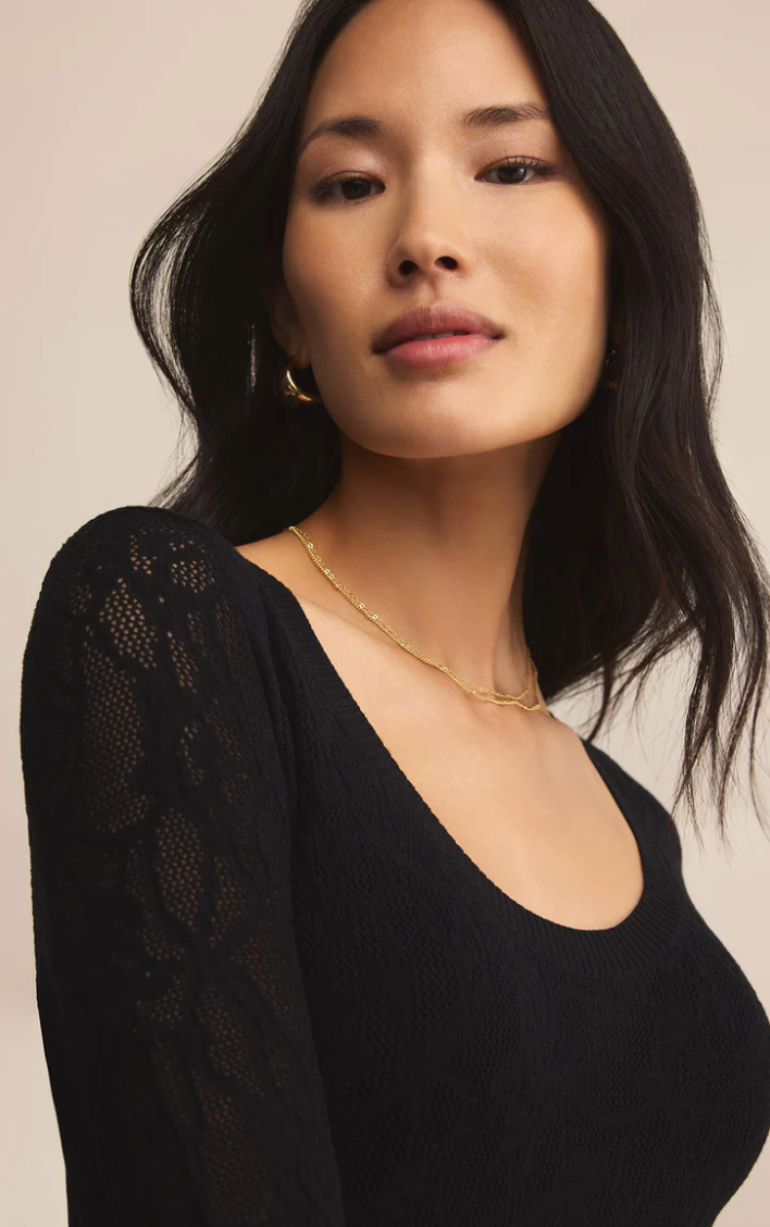 Tibi Scoop Mesh Sweater Black