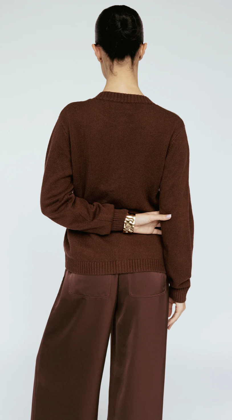 Satin Wide Leg Pant Mahogany