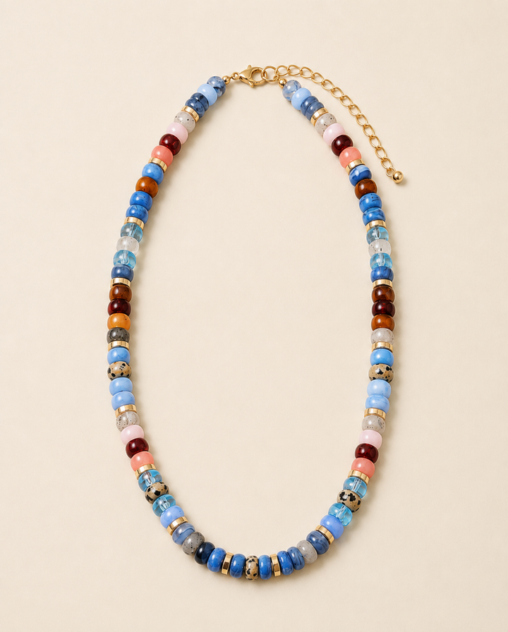 Claudet Collection-Flat Beaded Shades of Blue/Gold