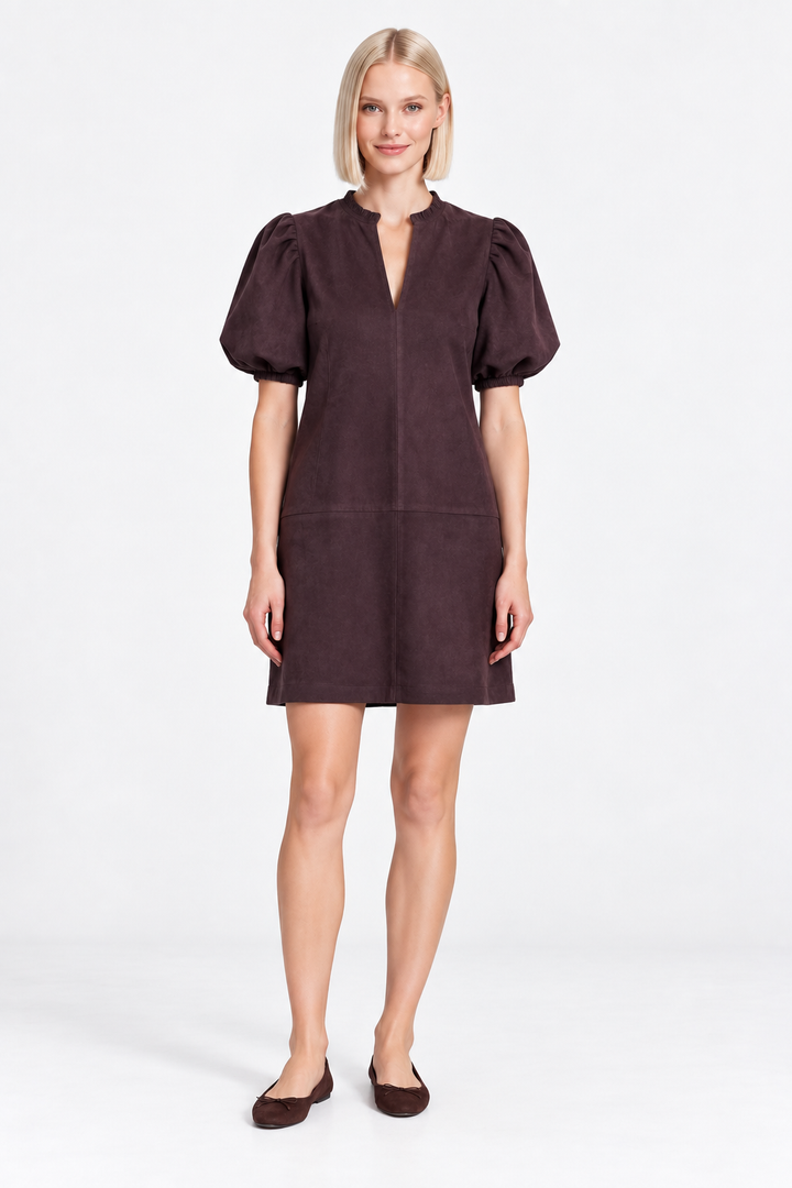 Suede Puff Sleeve Dress