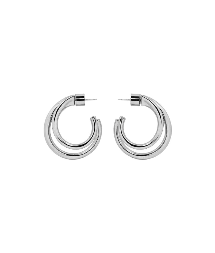 SS-Modern Double Hoop Silver