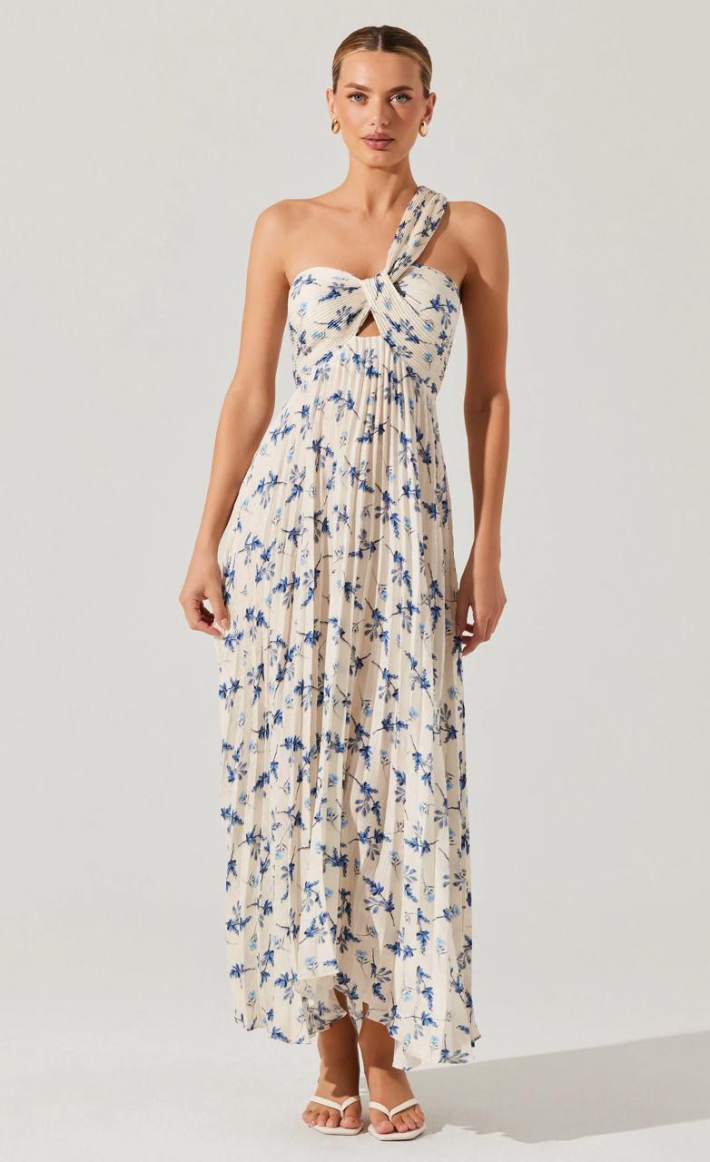 Rasya Dress White Blue Floral