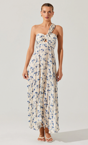 Rasya Dress White Blue Floral