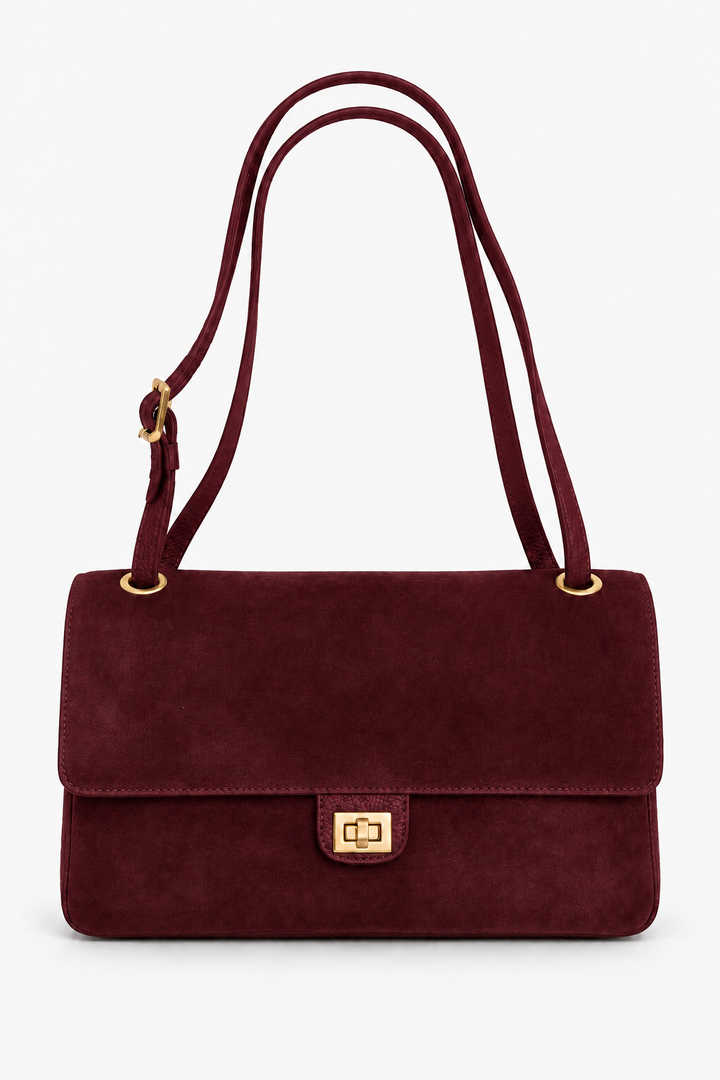 Aurora Suede Tote- Burgundy