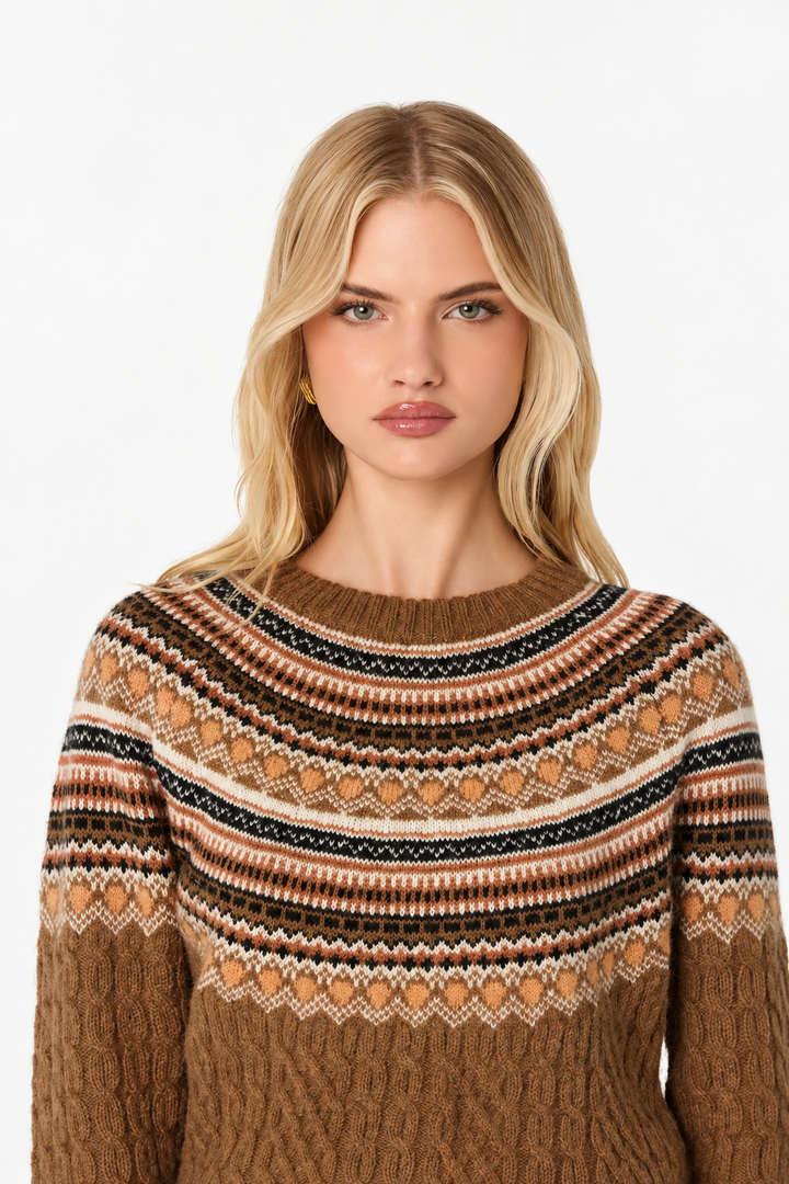 Daria Fair Isle Sweater - Camel