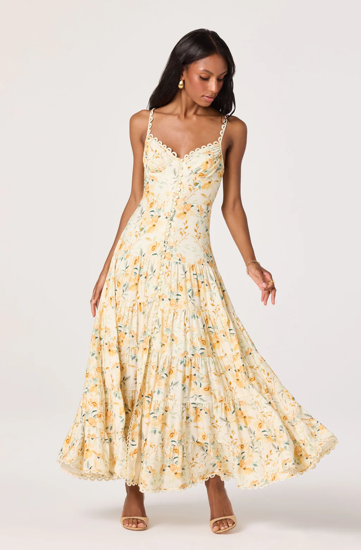 Tazia Dress-Yellow Cream Floral