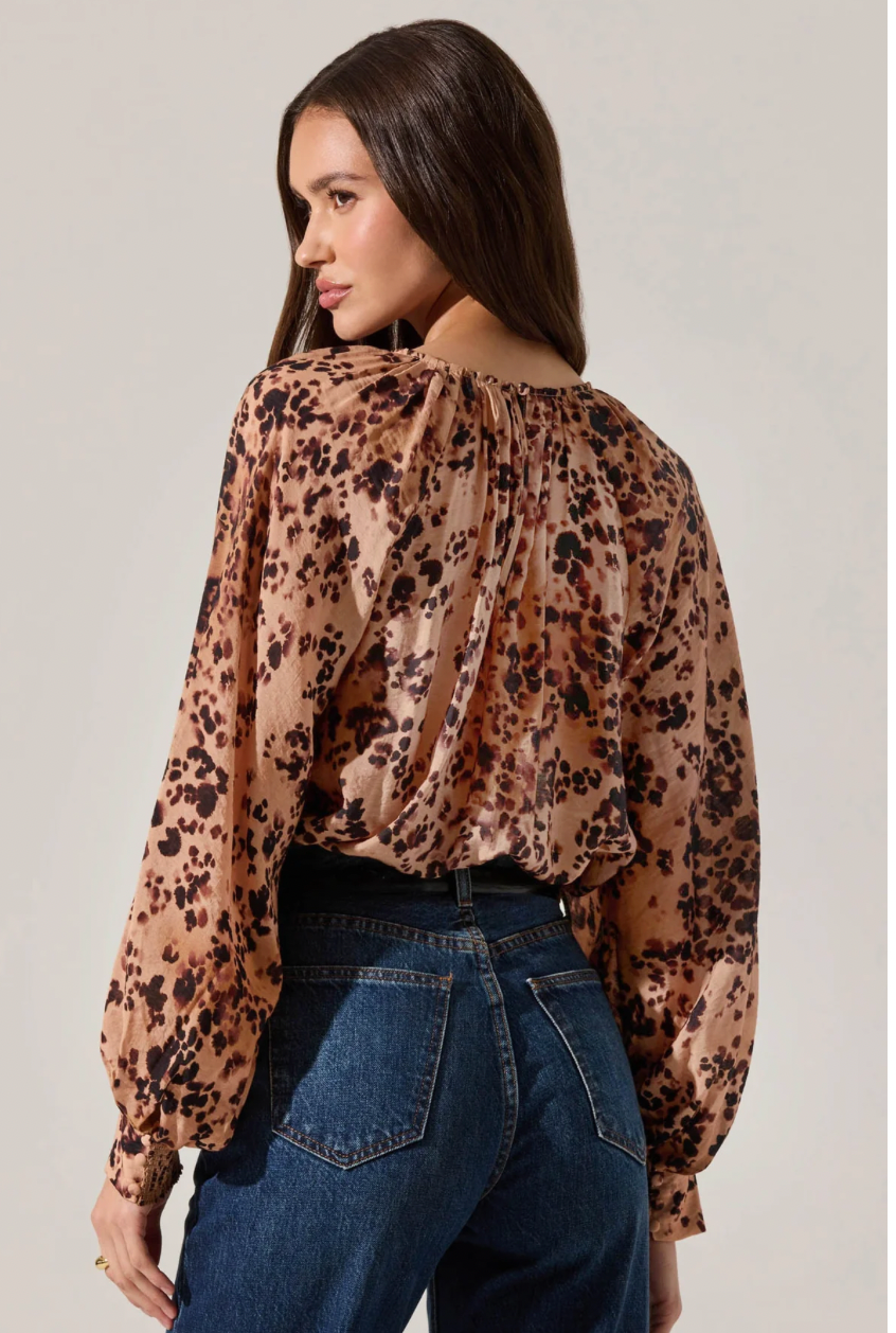 Reyen Leopard Ballon Slv- Taupe