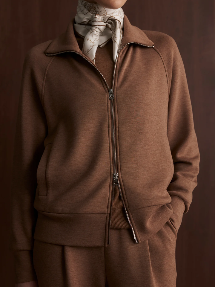 Tyde Zip Through Sweat-Golden Bronze Marl