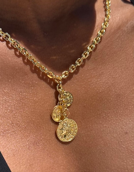 Barberini-Gold Filled Opera Chain with Three Coins